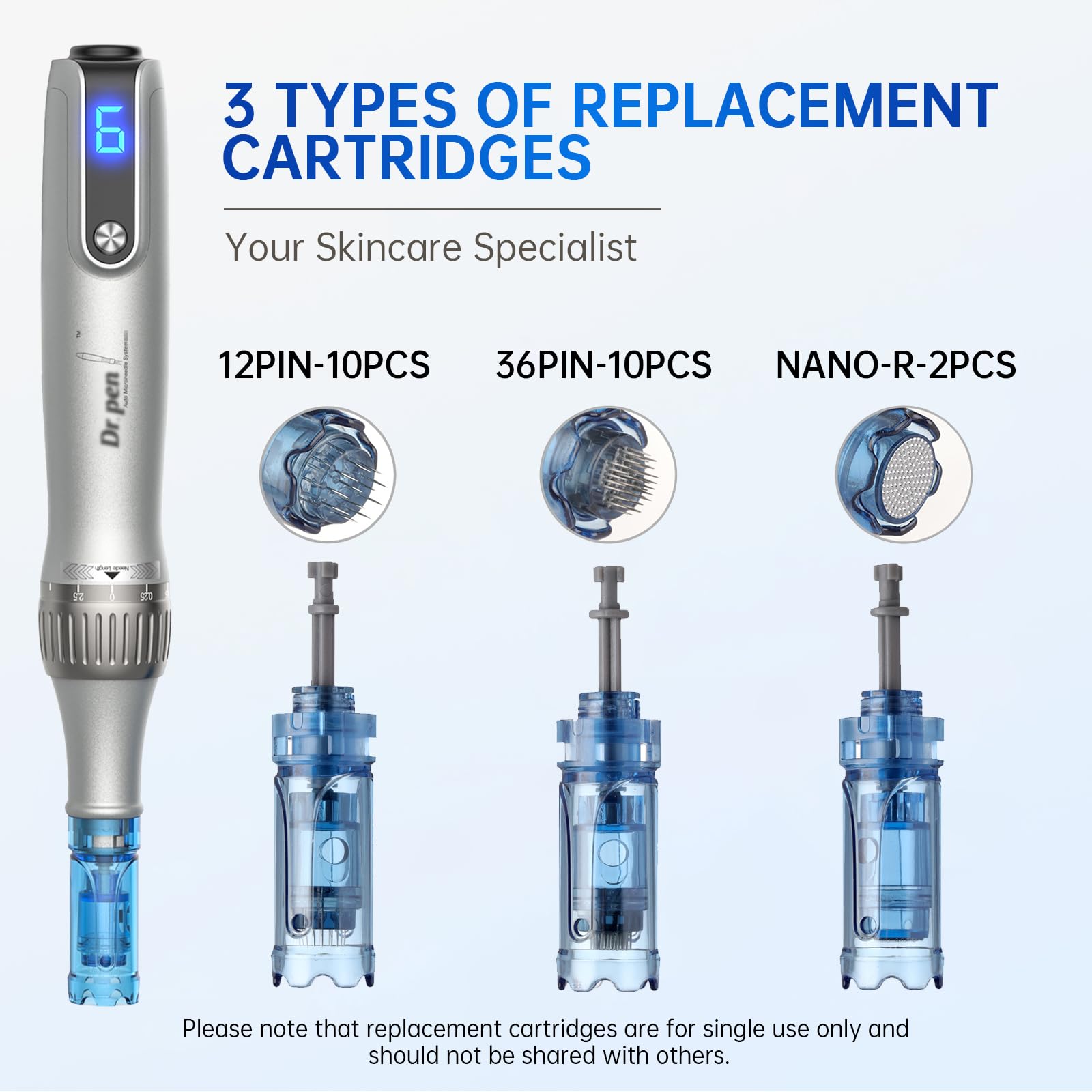 M8S Microneedling Pen Professional Wireless Dermapen with 22 Replacement Cartridges Needles 6 Speeds Adjustable Micro Needling Microneedle Machine for Skin Care M8SKIT-UK