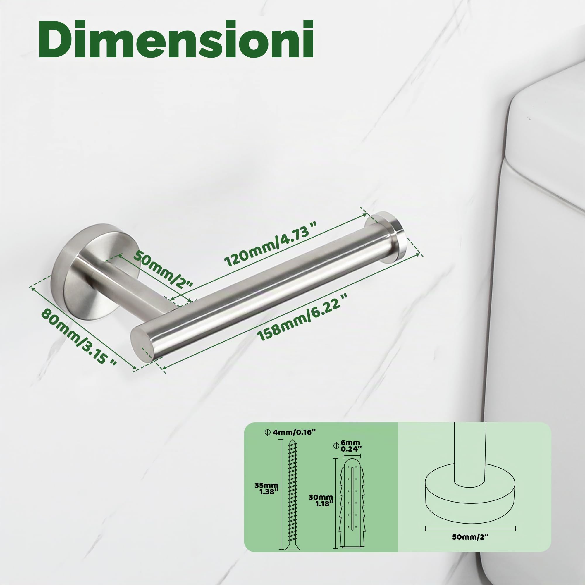 Sayayo Porta Carta Igienica Porta Rotolo Carta Igienica da Parete in Acciaio Inox 304 Portarotolo Carta Igienica da Muro per Cucina Bagno, Grigio Argento
