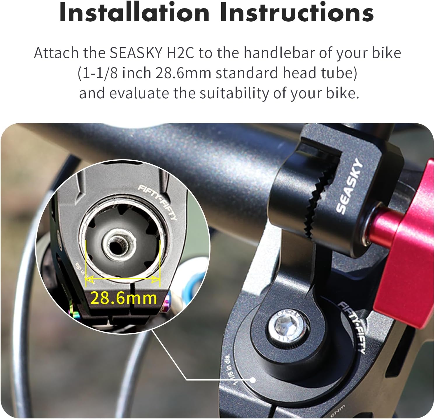 SEASKY H2-B Aluminum Alloy Bicycle Bike Handlebar Mount for insta360 X5 X4 X3 X2 One RS Panoramic Sports Action Camera Accessories