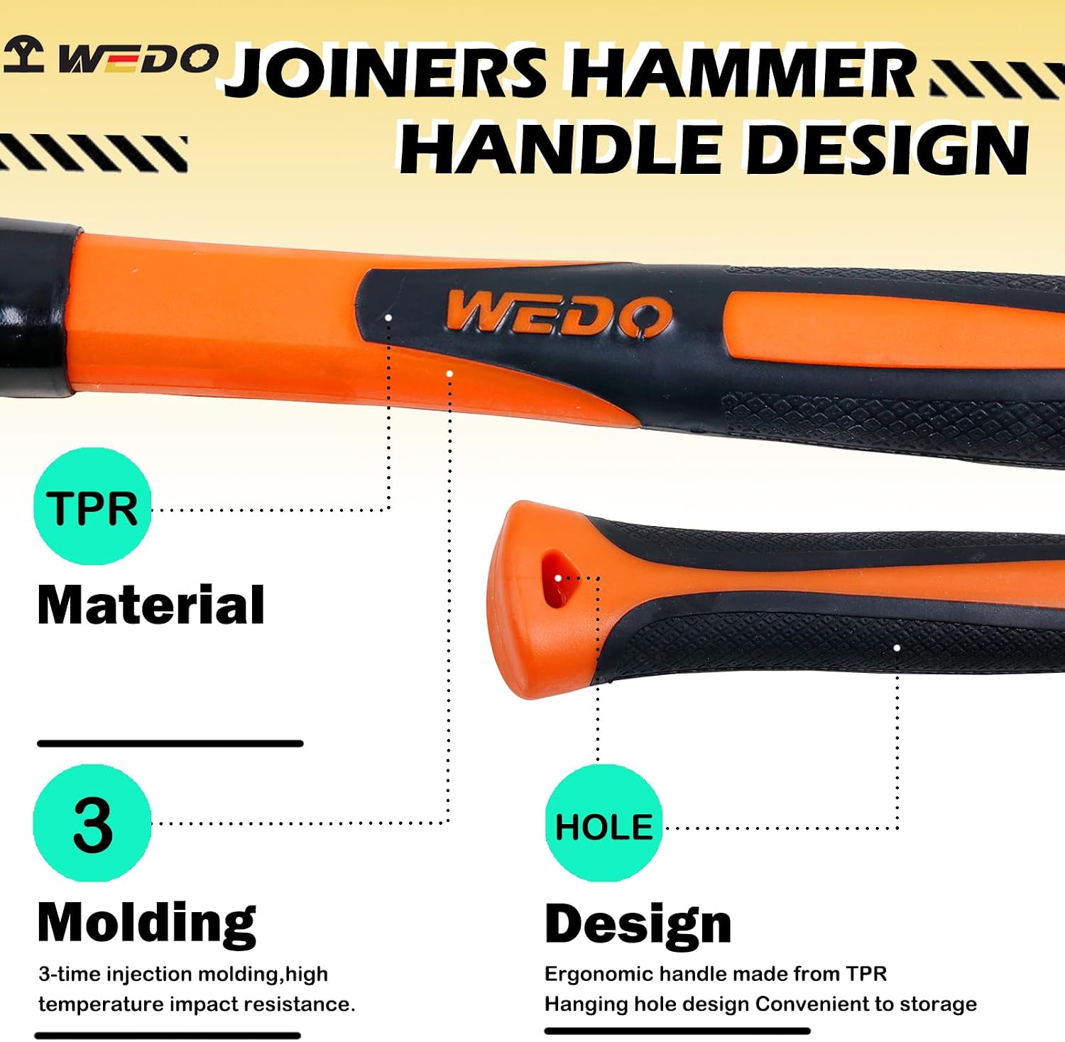WEDO Non-Sparking Joiners Hammer 1lb(500g),Warrington Hammer,Spark-free Safety Precision Carpentry Tool,Beryllium Copper,Non-Magnetic,DIN Standard,BAM & FM Certificate,Length 12.2"(310mm)