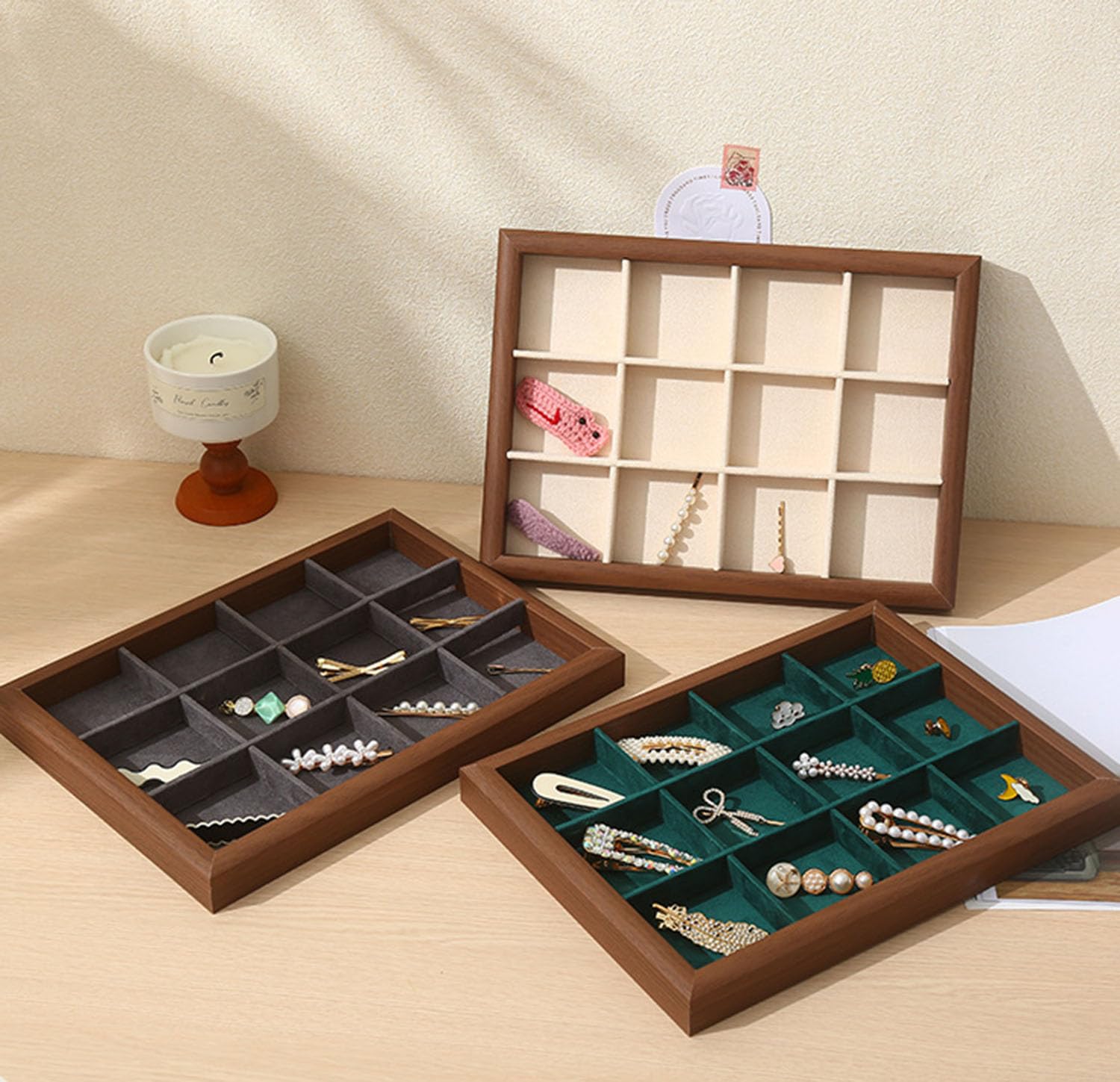 Bandeja para joyas tocador, estuche organizador exhibición joyas mujeres | Placa Catchall para escritorio de entrada, baratija decorativa para mesita de noche apilable, llave, bolso