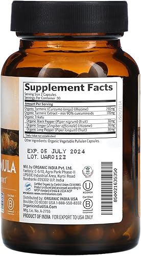 Vista 17 de ORGANIC INDIA Suplemento herbario de curcumina de cúrcuma, movilidad articular y apoyo inmunológico, respuesta inflamatoria saludable, suplemento