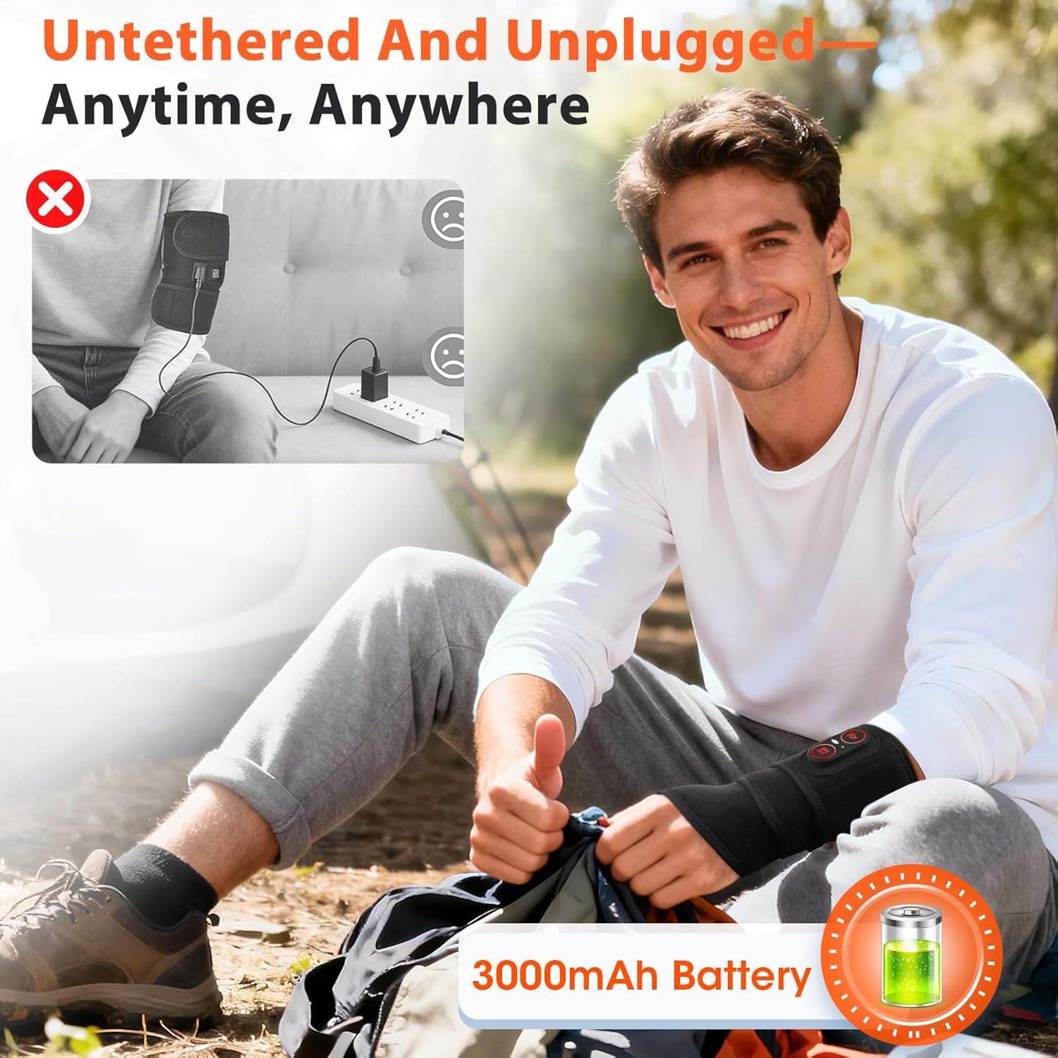 Cordless Wrist Heating Pad with Massage & Red Light, Rechargeable Heated Wrist Brace Wrap for Carpal Tunnel, Arthritis, Wrist Massager for Hand Pain Relief, 3 Heat & Vibration Modes (Black) - Image 5