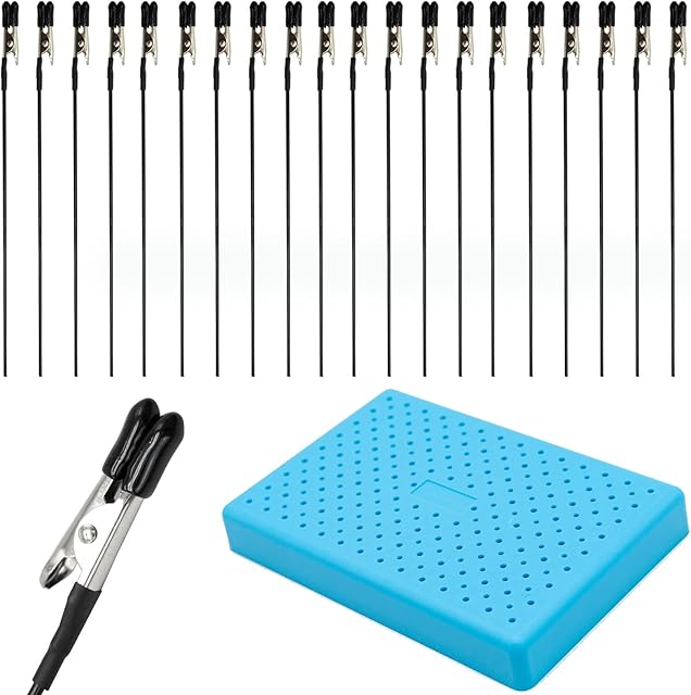 LAMXD Spray Paint Clamping, Painting Stand Base and Alligator Clip Stick Set , Metal Wire Alligator Clamps, Tailed Clasp Clips for Hobby Modeling DIY Memo, Photo, Card,Blue