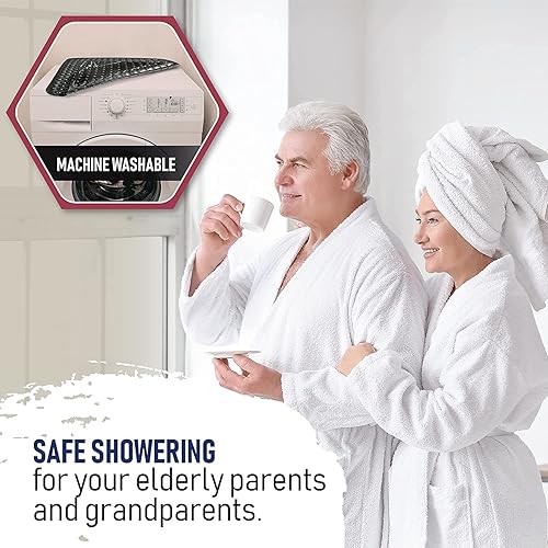 Miniatura 7 de ENKOSI Tapete de ducha cuadrado extra grande antideslizante  31 x 31 pulgadas XL  Tapete de ducha cuadrado para suelos de ducha  Ventosas seguras y