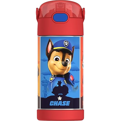 THERMOS FUNTAINER Water Bottle with Straw - 12 Ounce - Kids Stainless Steel Vacuum Insulated Water Bottle with Lid, Paw Patrol