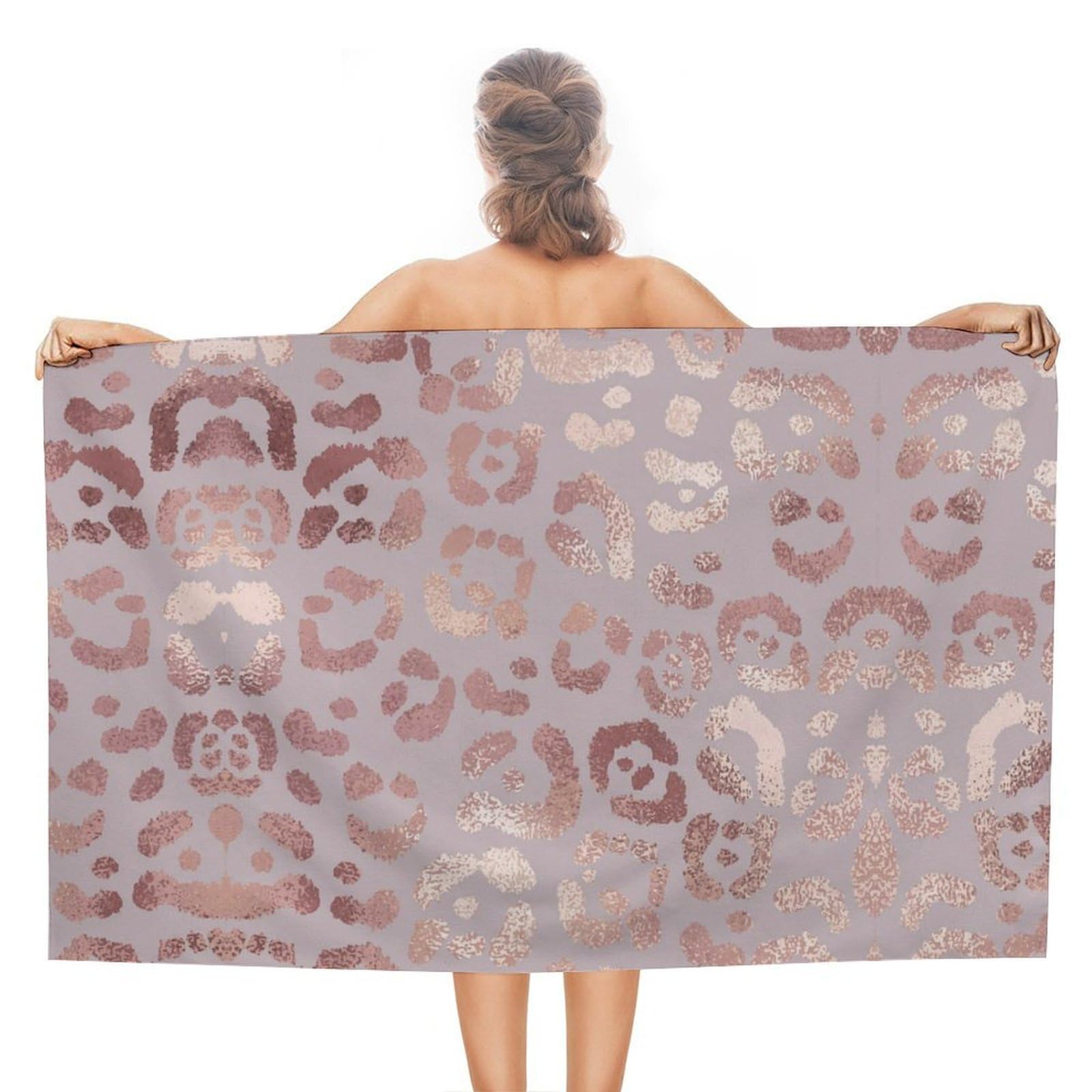 LWORZIIB Beach Towel, Leopard Skin Rose Gold Bath Towel, Absorbent Towel for Swimming, Sports, Travel
