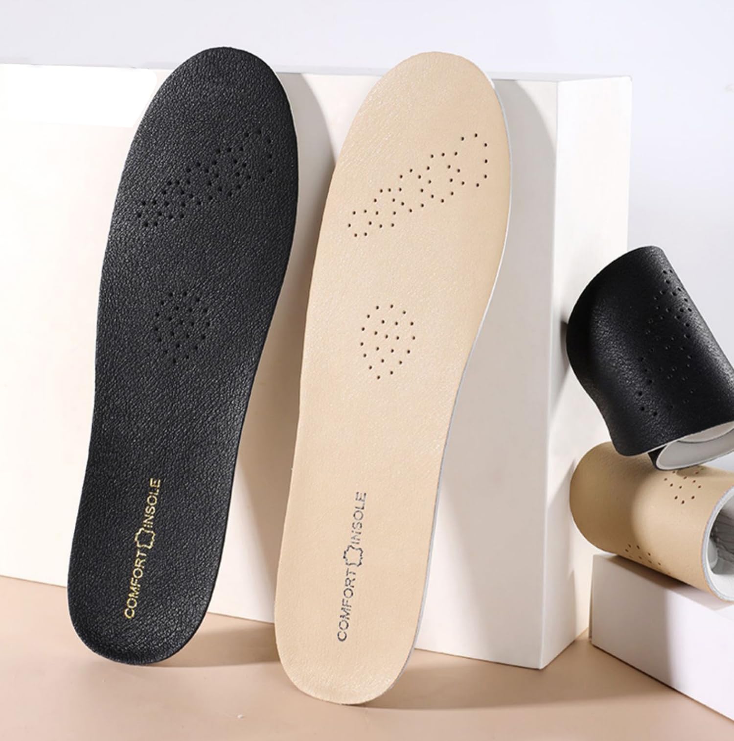 Amazon.com: Aureolek Black Real Leather Shoe Insoles for Men  display picture 1