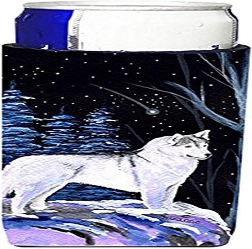 Caroline's Treasures SS8400MUK Starry Night Siberian Husky Ultra Hugger para latas delgadas, funda enfriadora de latas, lavable a máquina, funda