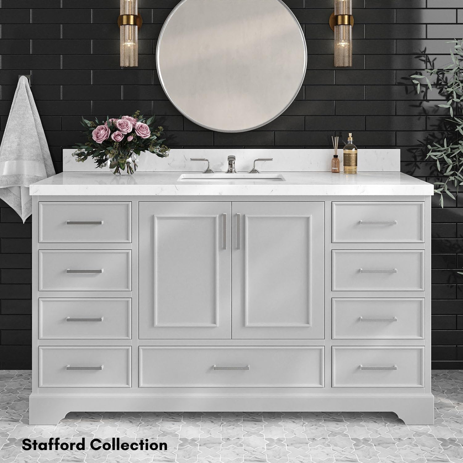 ARIEL Solid Hardwood Bathroom Vanity Cabinet – Custom Size, Color, Style & Countertop, Premium Storage for Traditional, Transitional & Modern Bathroom Décor