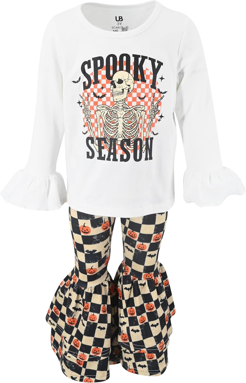 Unique Baby 2 Piece Girls Double Bell Bottom Leggings Outfit with Long Sleeved Shirt Kid and Toddler Clothes Set - Image 3