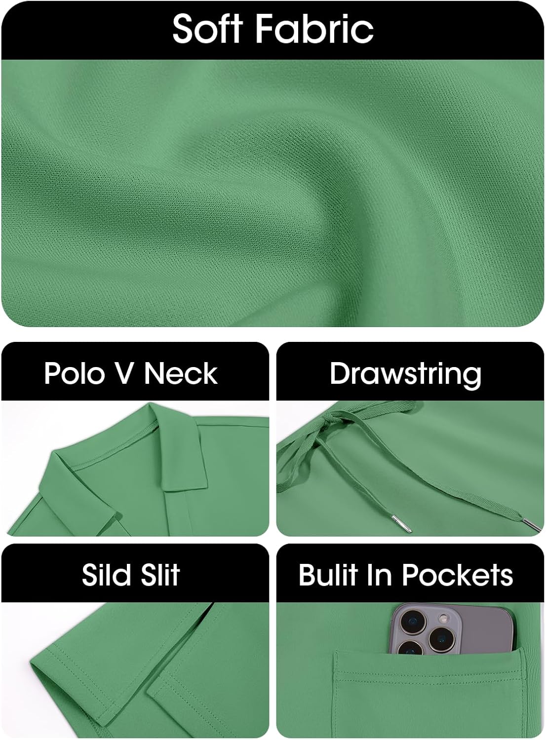 Fisoew Womens 2 Piece Outfits Casual Polo V Neck Sweatshirt High Waisted Skort Skirts Running Tracksuit Sets - Image 6