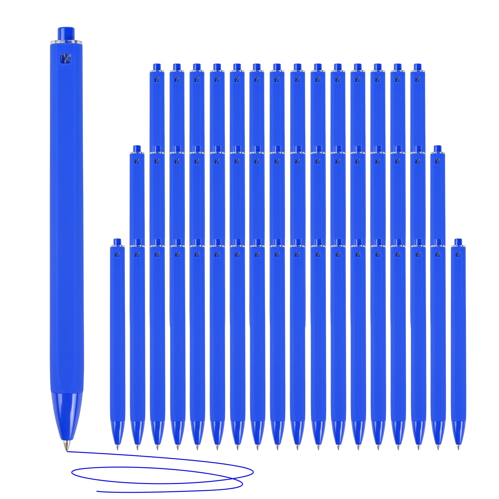 Bulk-Stifte, blaue Kugelschreiber, 1,0 mm mittlere Spitze, glattes Schreiben, Großpackung für Schule, Büro, Zuhause, 50 Stück