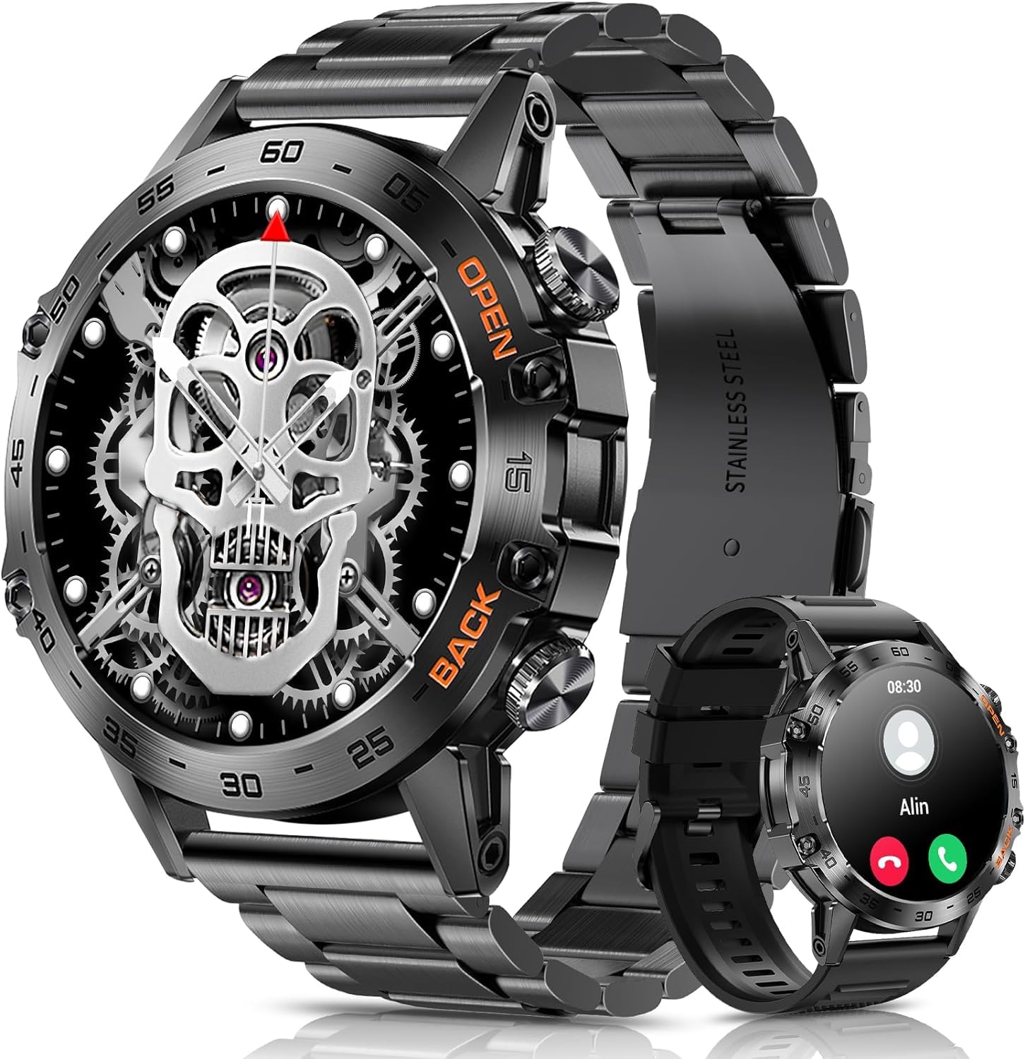 Herren Smartwatch Mit Metallarmband, 1,39 Zoll HD Robuste Militär Smart Watch Mit Herzfrequenz, Blutdruck, Schlafüberwachung Für Android Ios Samsung, 100+ Sportmodi Sportuhr