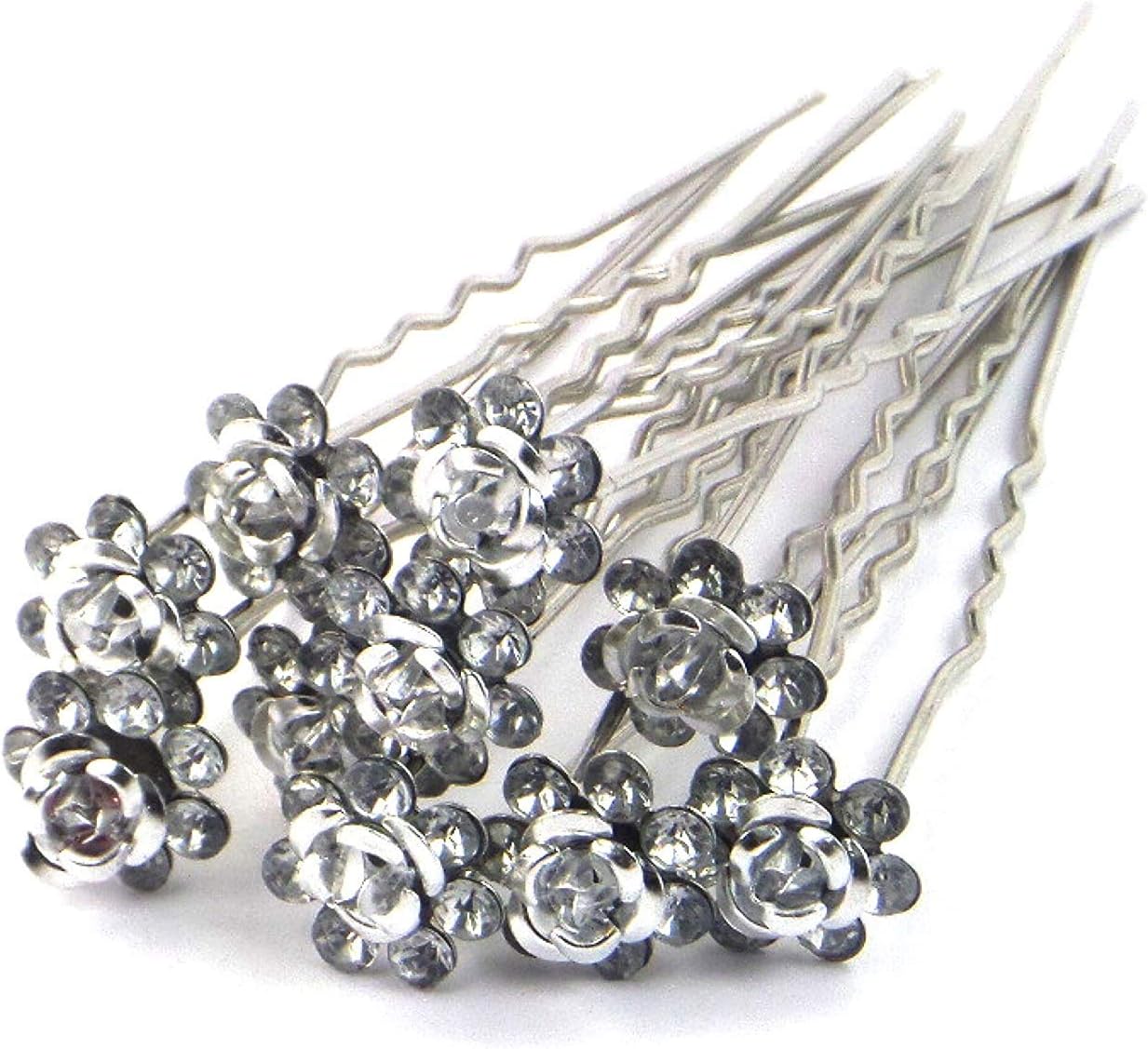 TQWYLovely Charm 20pcs Wedding Bridal Party Diamante and White Faux Prom Pearl Flower Rhinestone Crystal Hair Pins Clips Grips Pins Hairpins Bridesmaid Clips (White)