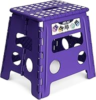 Vista 13 de Delxo Taburete plegable de 9 pulgadas en negro, taburetes plegables para niños, taburete plegable portátil con asa, taburete plegable para cocina