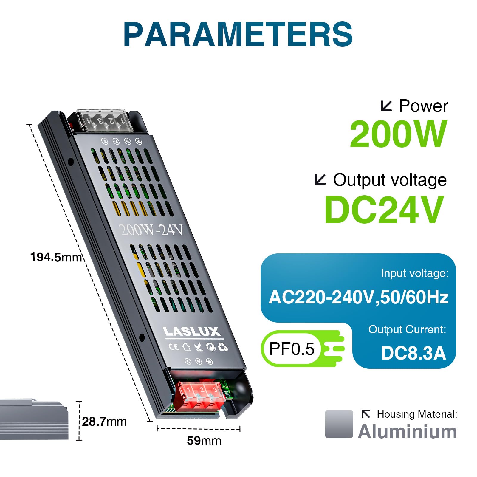 4 Pezzi Alimentatore LED 24v 8.3A 200W, Dimmer Trasformatore Universale LED AC 220V a DC 24v, Professionale Alimentatore per Strisce e Luce a Bassa Tensione (24v, 200, Watt)