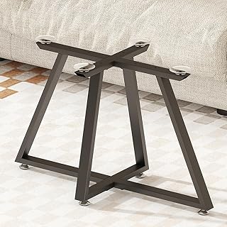 Modern Dinning Table Base, Metal Coffee Table Legs with Suction Cups, Heavy Duty Desk Base for Glass,Wood,Marble Top, Furniture Legs for Bench Legs, End Table (Black, 18" H Trapezoid)