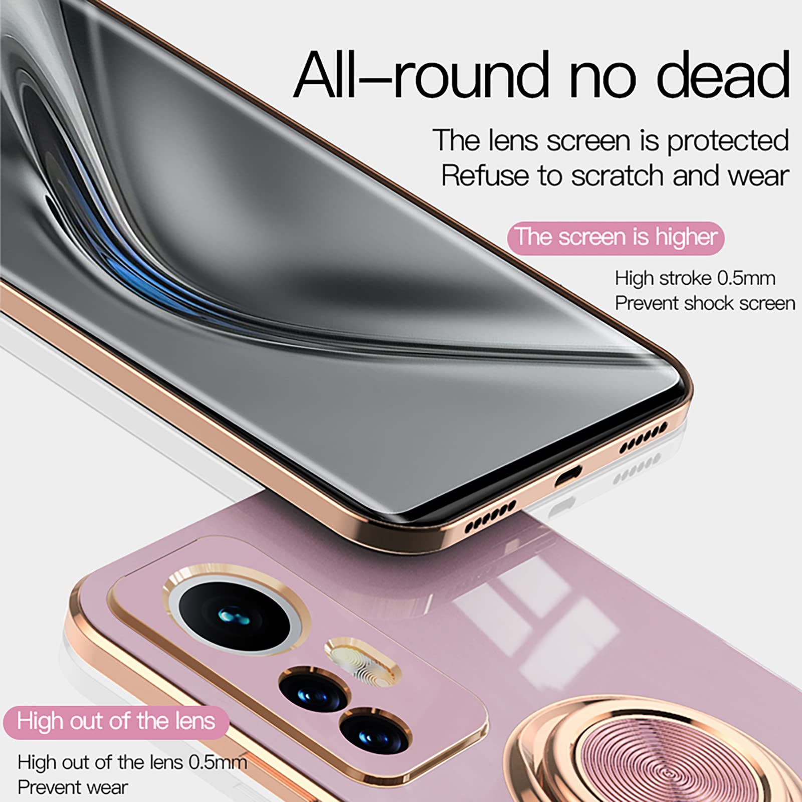 QIYIN Cover per Xiaomi Redmi Note 10 Pro 4G, Custodia in Silicone Colorato Ultra Sottile da Donna, Case Antiurto Morbido con Cornice in Oro (Rosso
