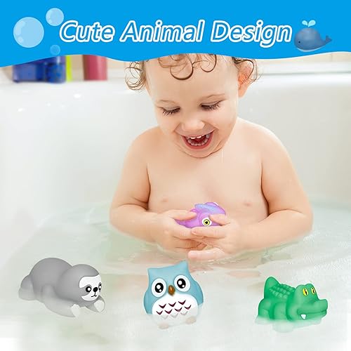 Miniatura 2 de Juguetes de baño sin agujeros, juguetes de baño de dinosaurios sin moho para niños pequeños de 1 a 3 años, lindos juguetes de bañera de animales