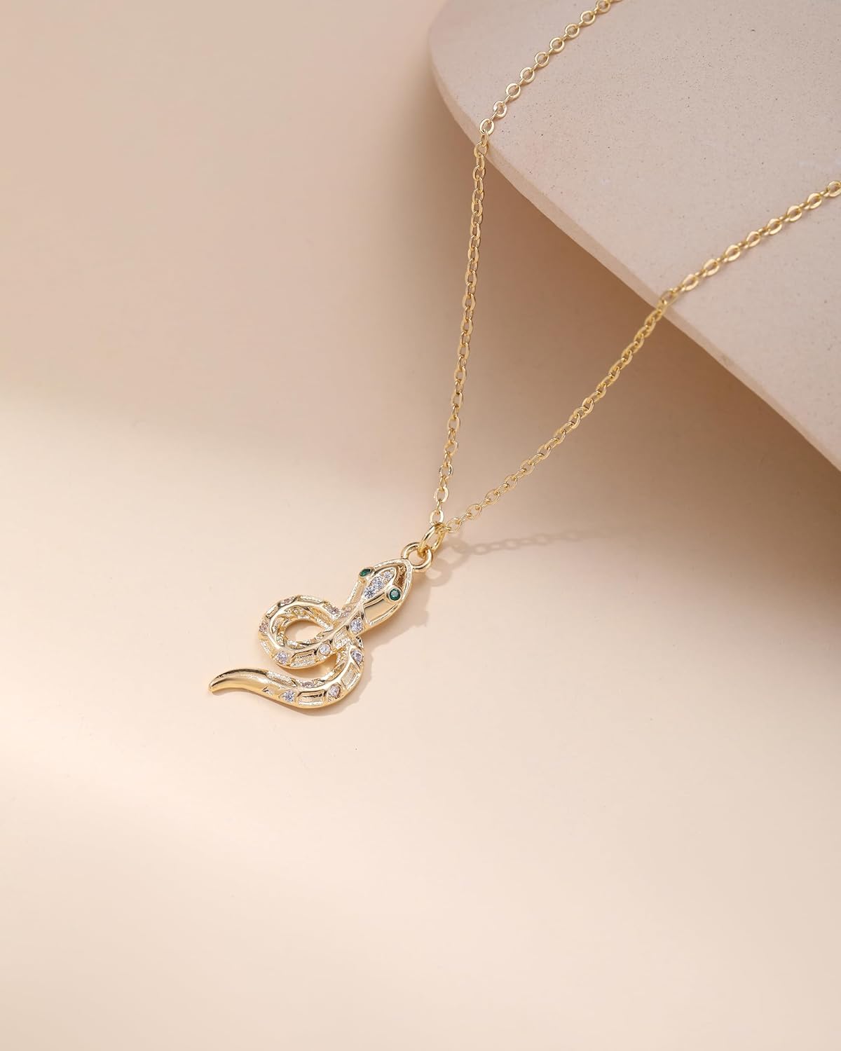 Snake Necklace 14k Gold Plated Snake Pendant Necklaces Cubic Zirconia Serpent Snake Jewelry Dainty Gold Necklace for Women Trendy - Image 2
