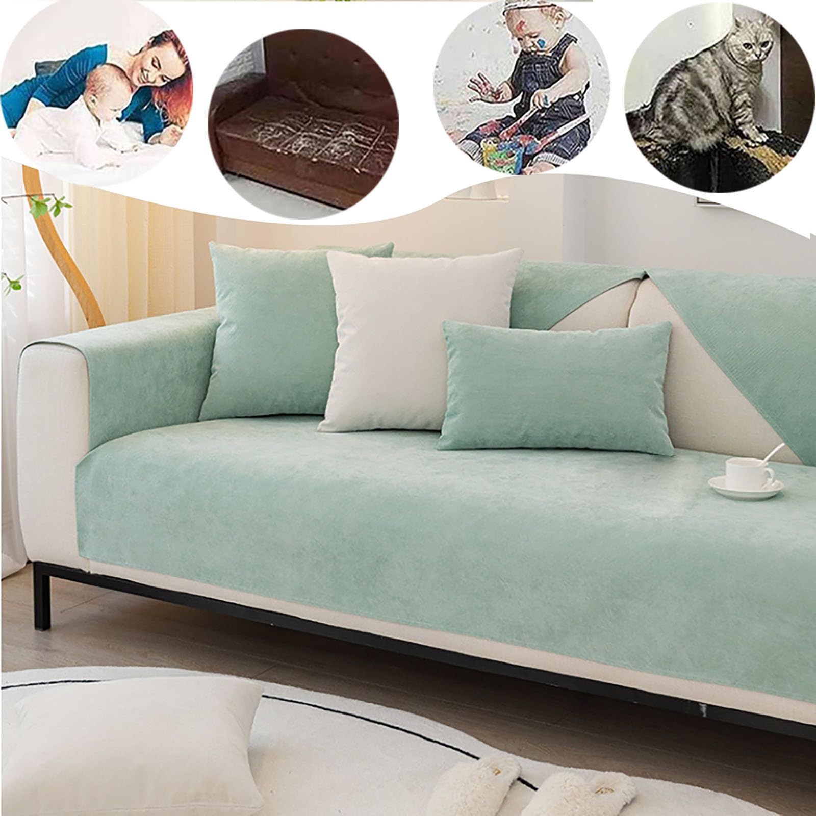Générique Housse Canapé Relax 3 Places,Protection de Canapé Antidérapante pour Canape d'angle en Forme de L Housse de Canapé pour Chien et Chat Couvre-canapé pour 1, 2, 3, 4 Places(Green,80x240cm)