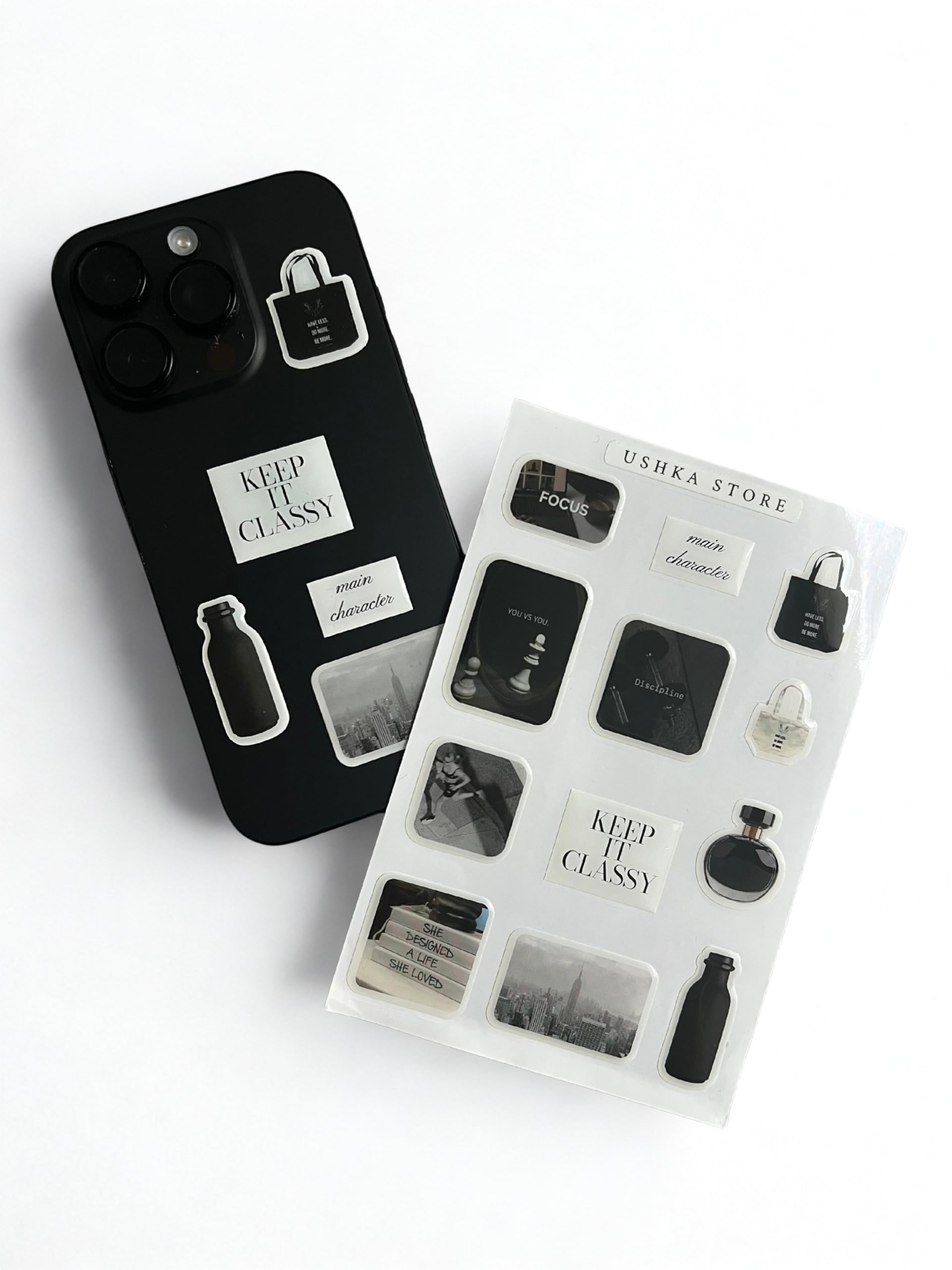 Photo 1 of 3D Epoxy Vinyl Stickers Set – Waterproof Domed Decals for Phone, Laptop Glossy Bubble Stickers (Black&White)