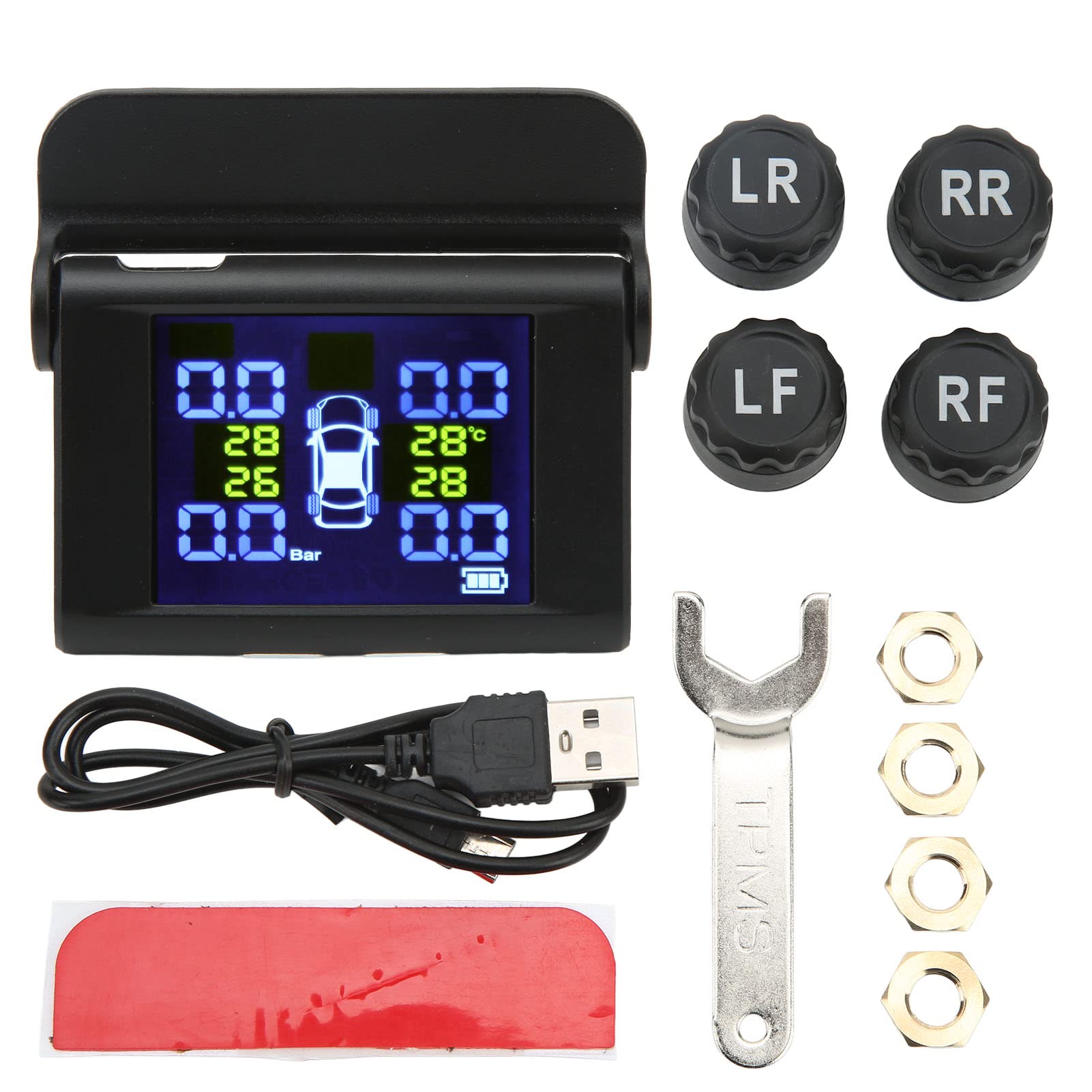 Système TPMS Solaire Sans Fil Avec 4 Capteurs Externes - Écran 3.5" - Pour Camion/Remorque - Pression 0-6 Bar - 13