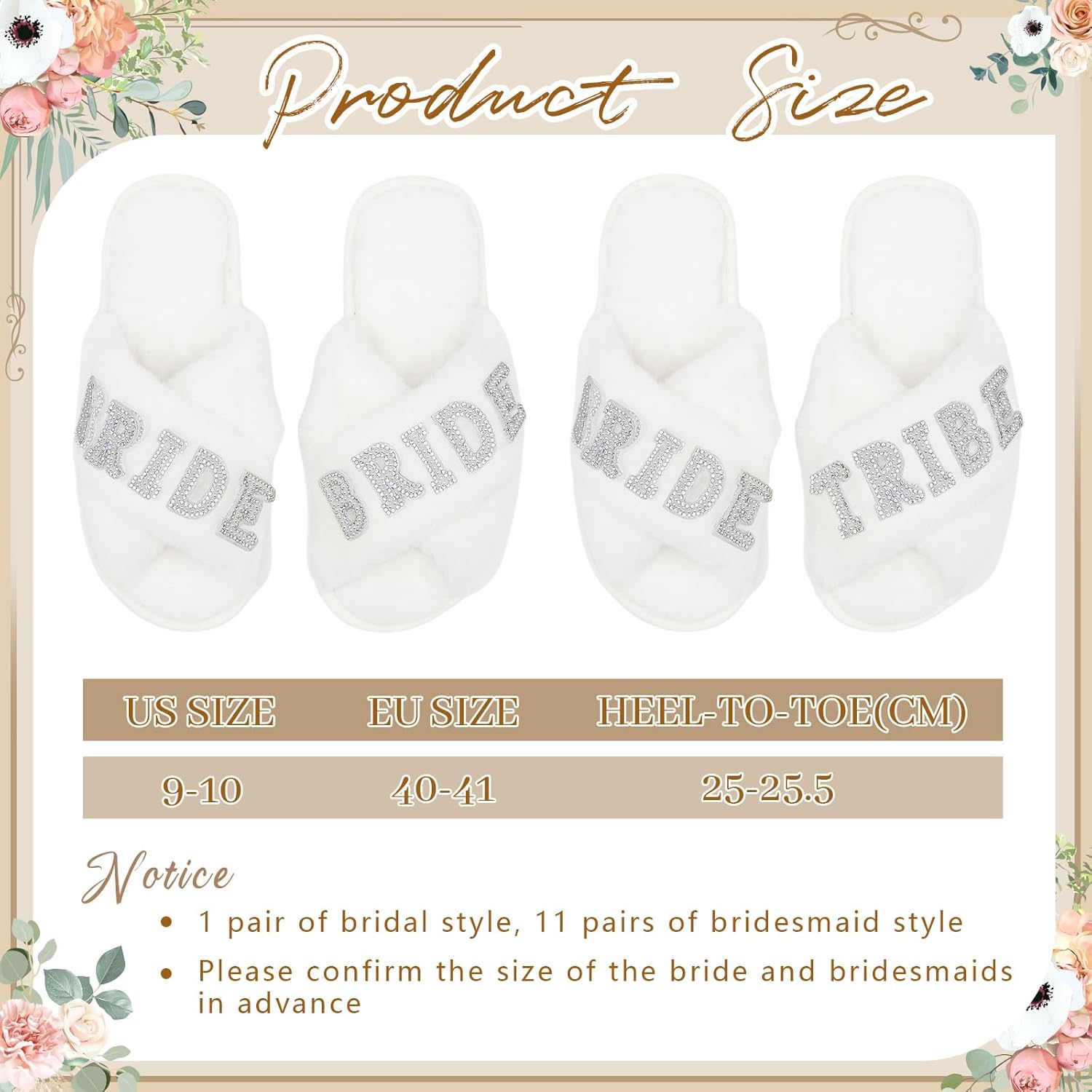 Ramede 12 Pairs Women's Fuzzy Slippers Bulk Wedding Bridesmaid Slippers Cross Band Open Toe Bride Shoes for Bridal Bachelorette Party - Image 4