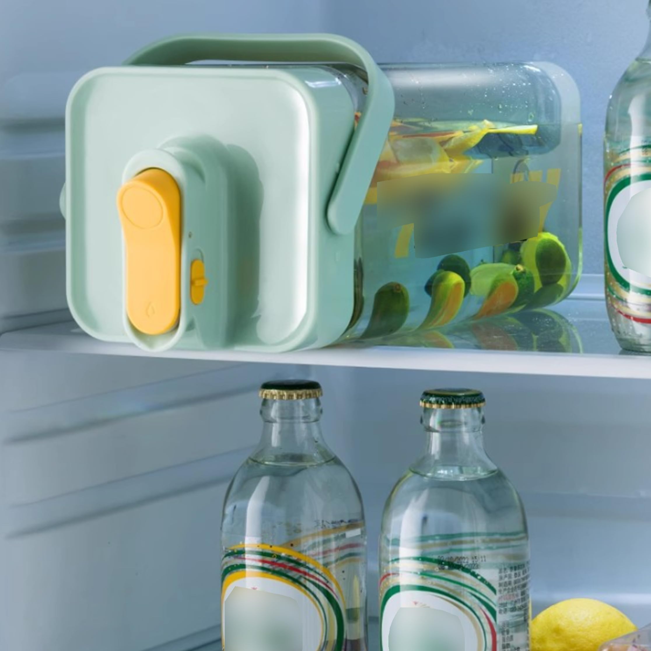 Jarra con tapa de 3500 ml, jarra de agua con espita: ahorra espacio, a prueba de fugas, para frigorífico, hogar y camping, verde