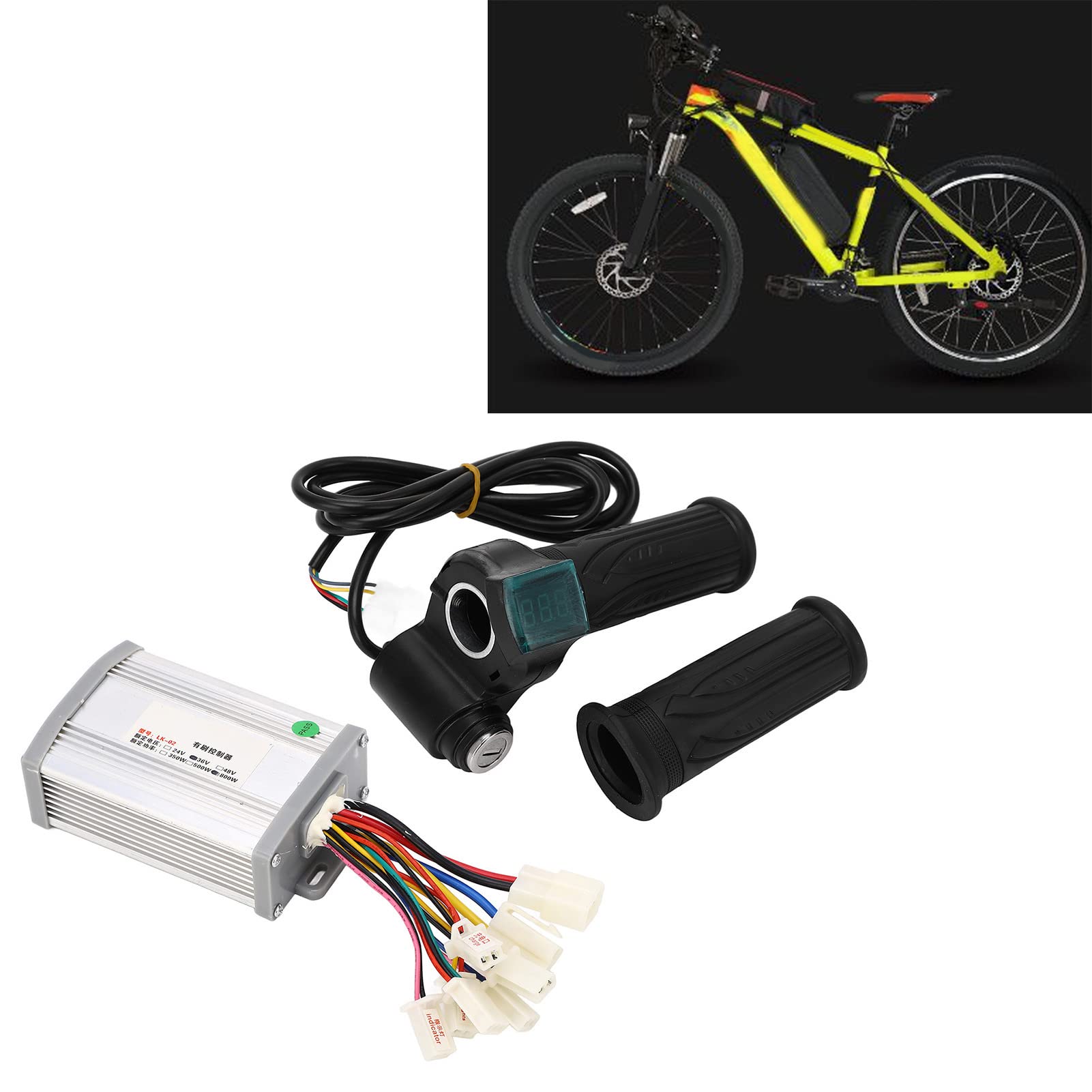 36V 800W Brush Motor Speed Controller, Electric Bike Brush Controller with Throttle Grip, Electric Scooter Motor Controller for E Bike Bicycle DIY Conversion Kit