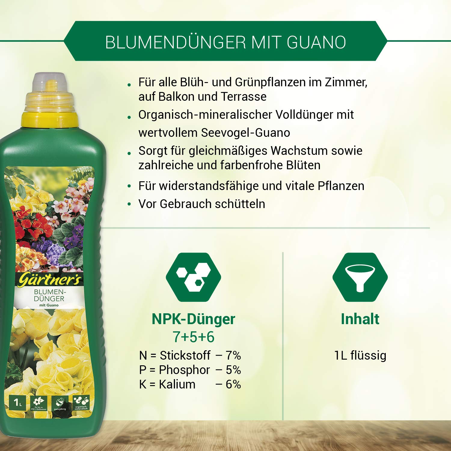 Grtner's Guano Dnger 1 Liter I Blumendnger mit Seevogel-Guano I  Organisch-Mineralischer Volldnger I Flssigdnger fr Blhpflanzen und  Grnpflanzen I Pflanzendnger : Amazon.de: Garten