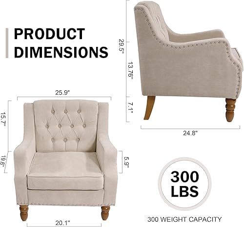 Miniatura 9 de INMOZATA Silla decorativa de mediados de siglo de felpilla tapizada moderna para sala de estar, sala de estar, sala de estar, con cojín de cintura,