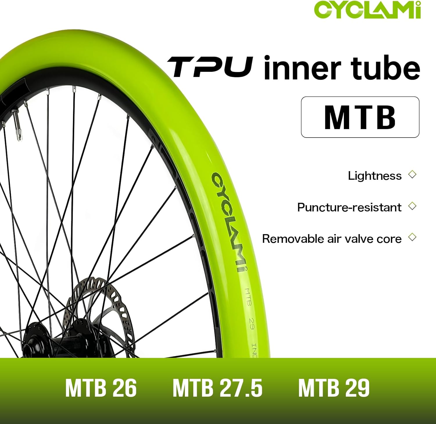 2 Pack TPU 29"/27.5"/26" Tubes 29/27.5/26 inch x 1.9-2.5 Inner Tubes, 1.77"/45mm Metal Presta Valve with Removable Core