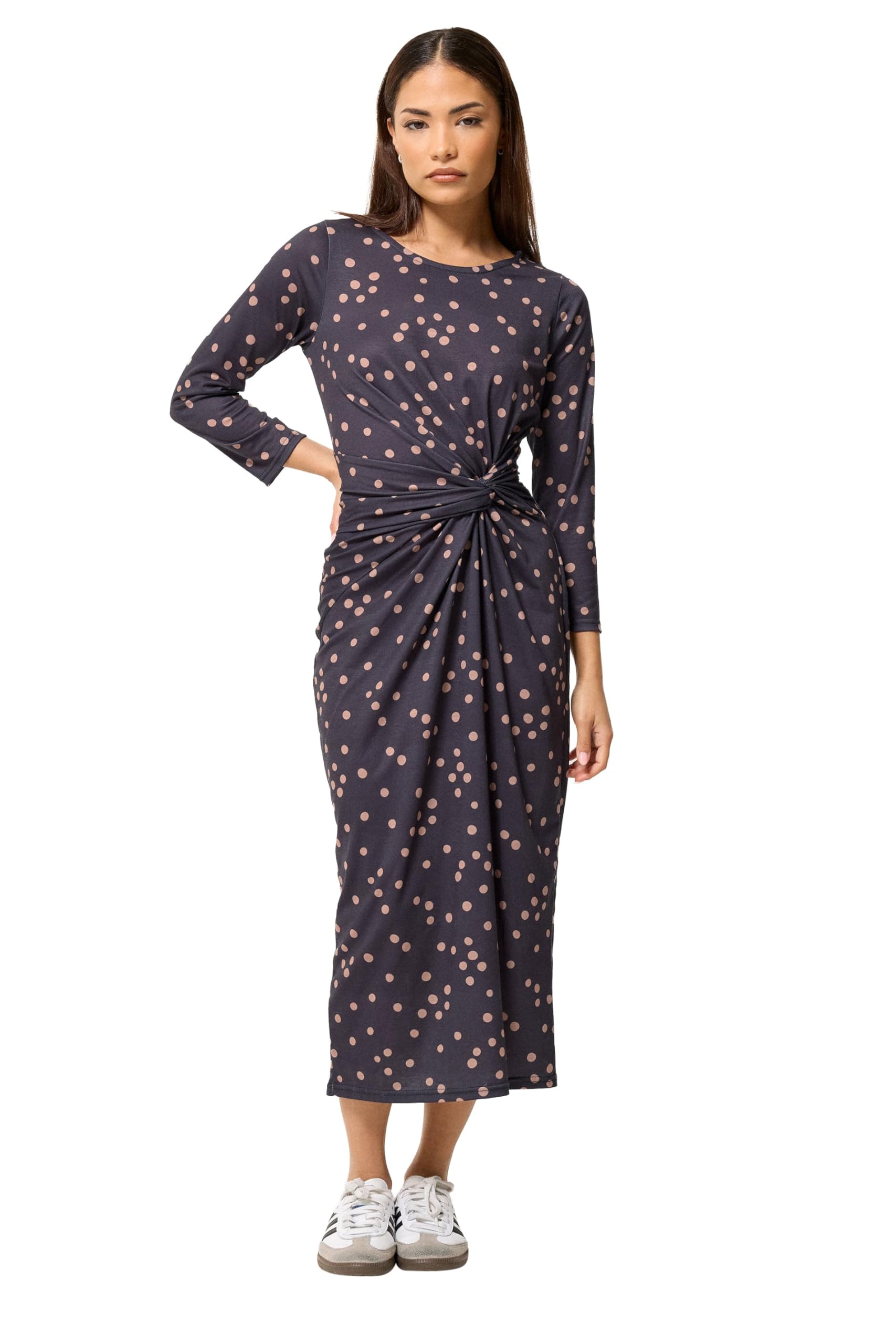 Pixiegirl Women's Dark Navy Petite Twist Front Midi Dress In | Size: 12