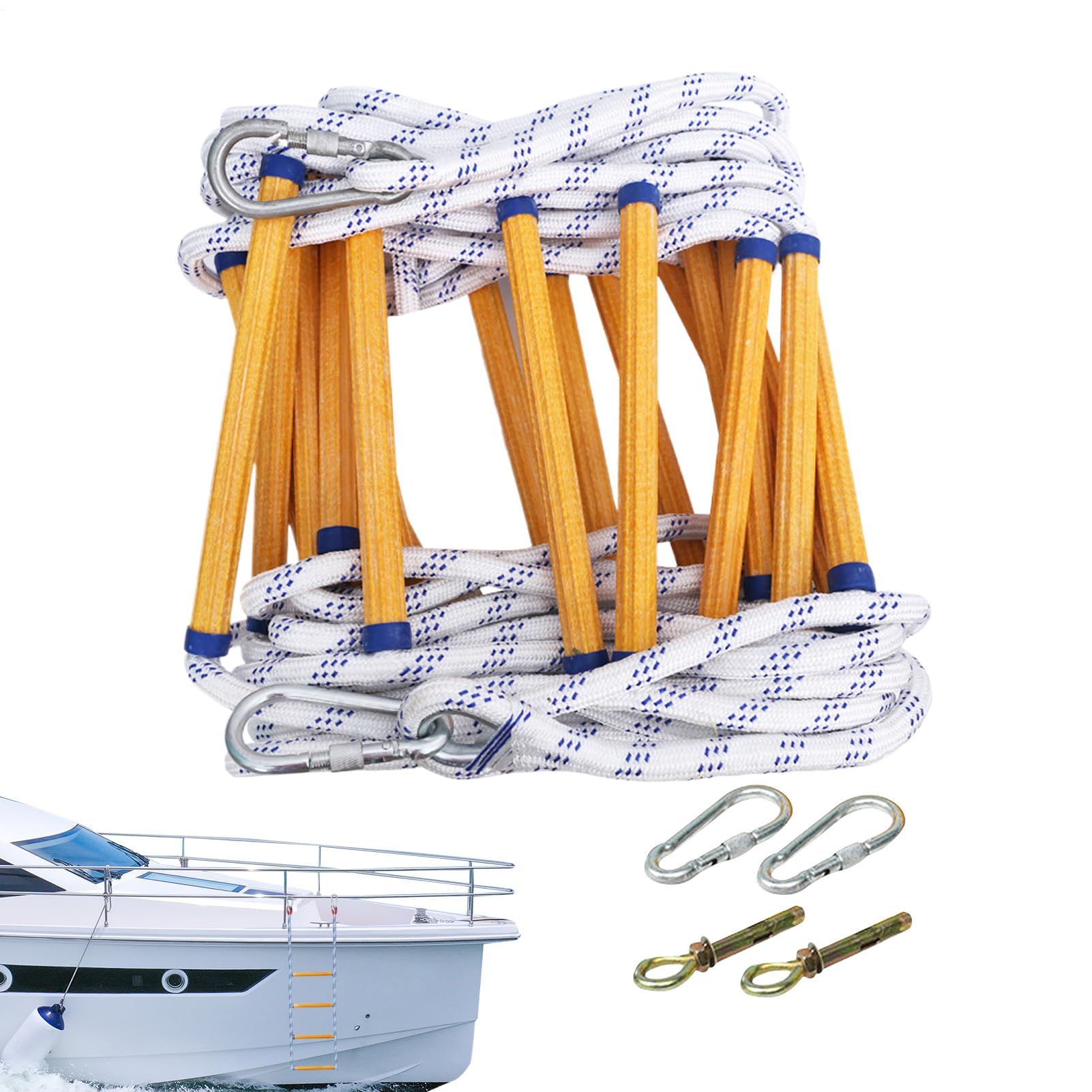 Escalera De Cuerda para Barcos, Escalera Abatible para Embarcación, Equipo de Seguridad para Deportes Acuáticos de Despliegue Rápido para Adultos Kayak Tercera Edad