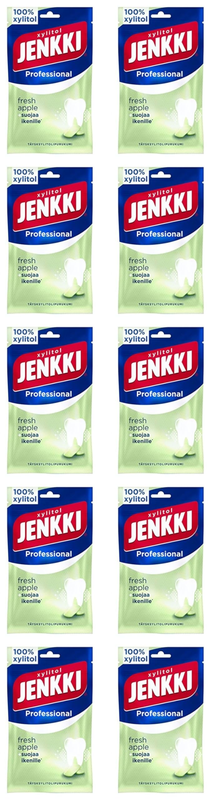 Cloetta Jenkki Xylitol Fresh Apple Chicle 10 Packs of 80g