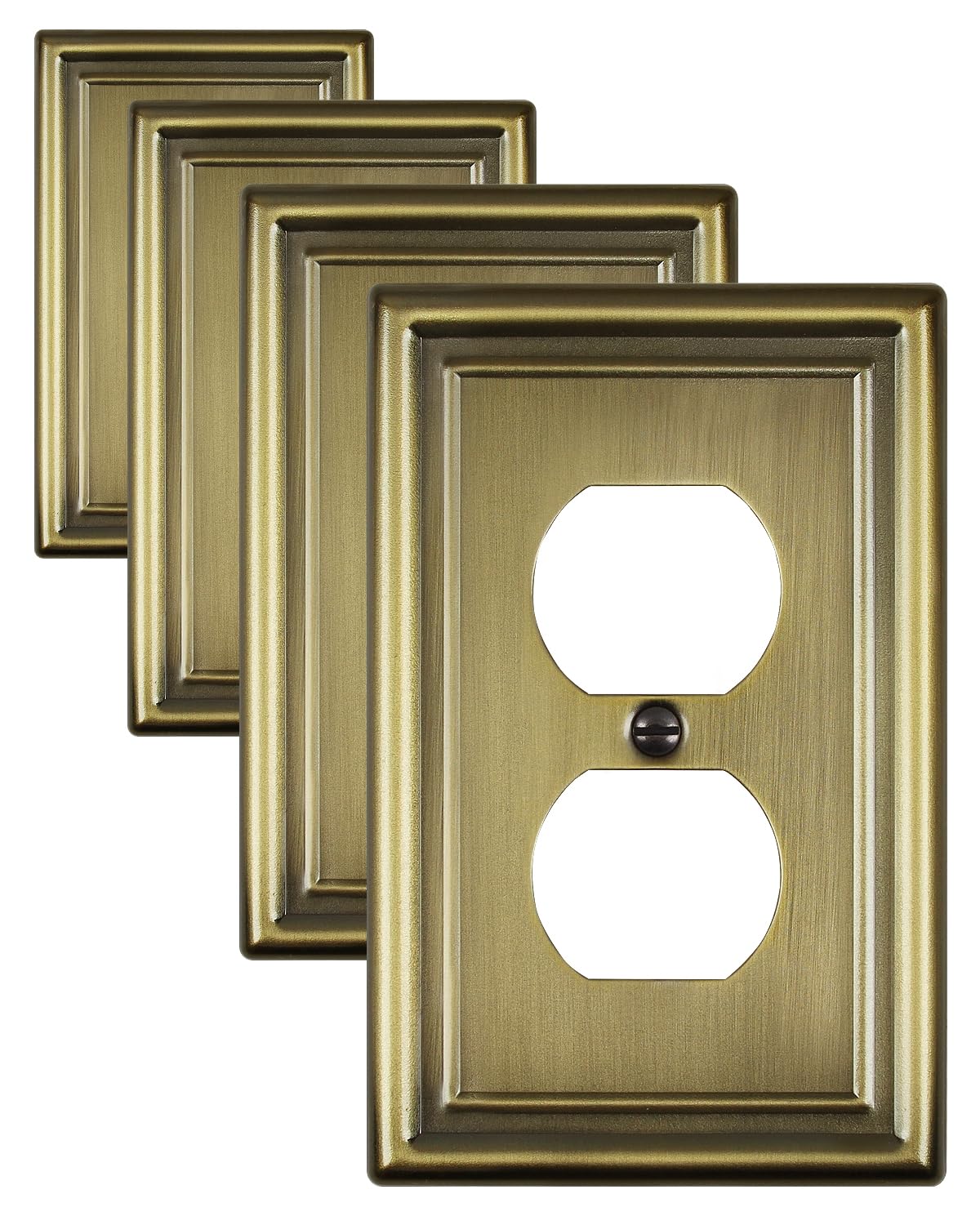 ZILLSEA Decorative Metal Wall Plates, Switch Plates Outlet Covers (Antique Brass/1 Duplex 4 Pack)