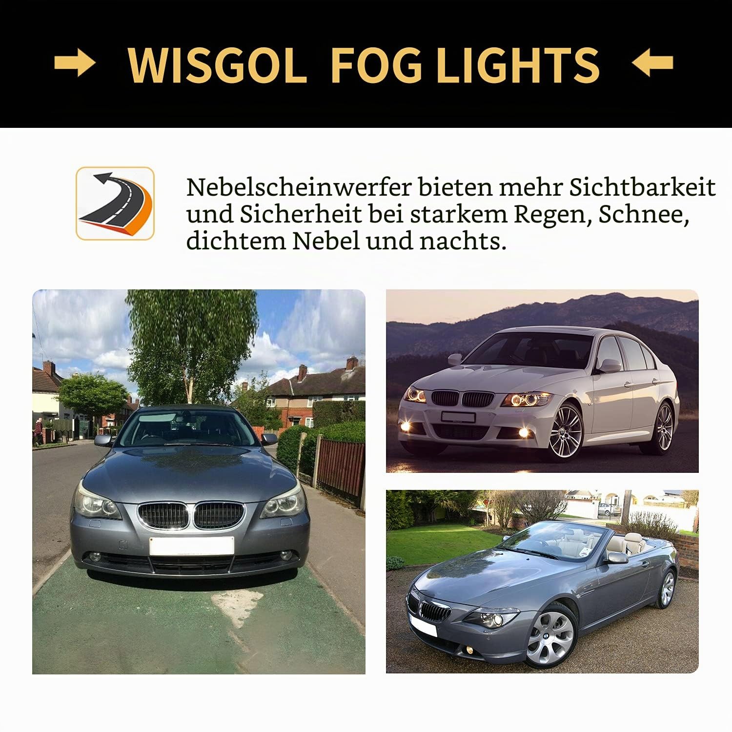 LED Nebelscheinwerfer Fur BMW 5 Series (E60/E61) 03-07 3 Series SDN/WGN E90/E91 04-12 M-package 3 Series CPE/CONV E46 03-07 6 Series E63/E64 03-10 BMW X3 E83 03-06 Ein Paar Klar Linse