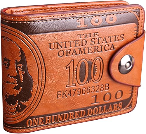 Billetera de piel con diseño de billete de dólar con bolsillos plegables portatarjeta de crédito portafotos de LUI SUI