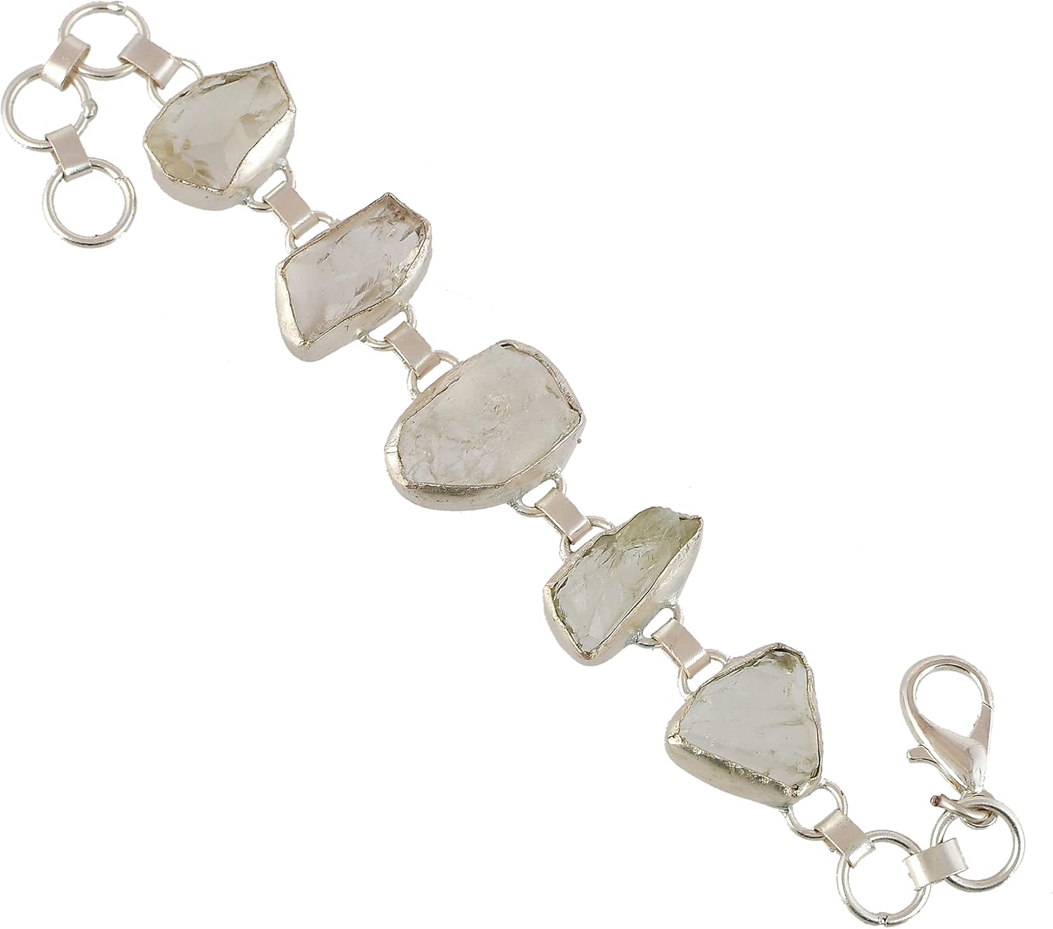 DeKulture Handmade Natural Crystal Quartz Rough Gemstone Bracelet Hand Chain for Balance Luck and longevity (Unisex)