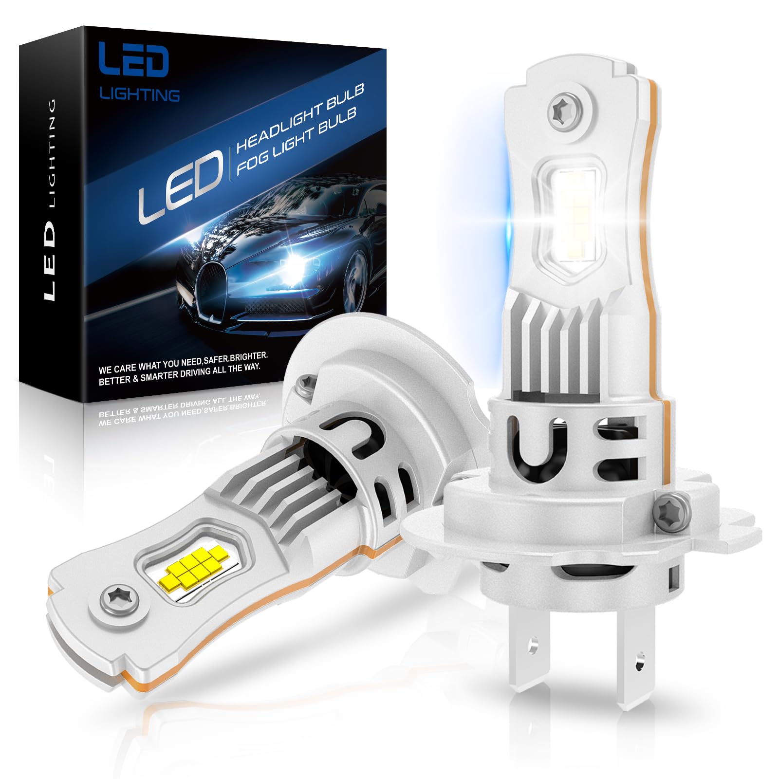 OVVOFPP Bombilla LED H7 120 W 30000LM 700% Super Bright, 6500 K Blanco Frío, No Requiere Adaptador, Anti Error, Mini Tamaño 1:1 Ventilado, Plug & Play, 2 Bombillas H7