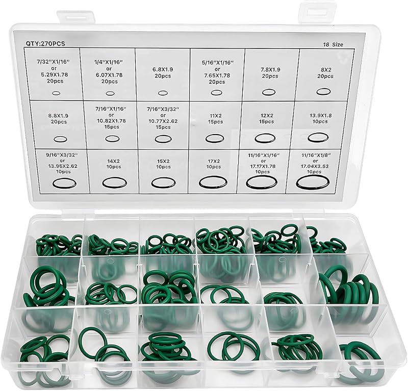 Kit de Anéis O-Ring para Ar-Condicionado Automotivo MUQIDA com 18 Tamanhos – 270 unidades