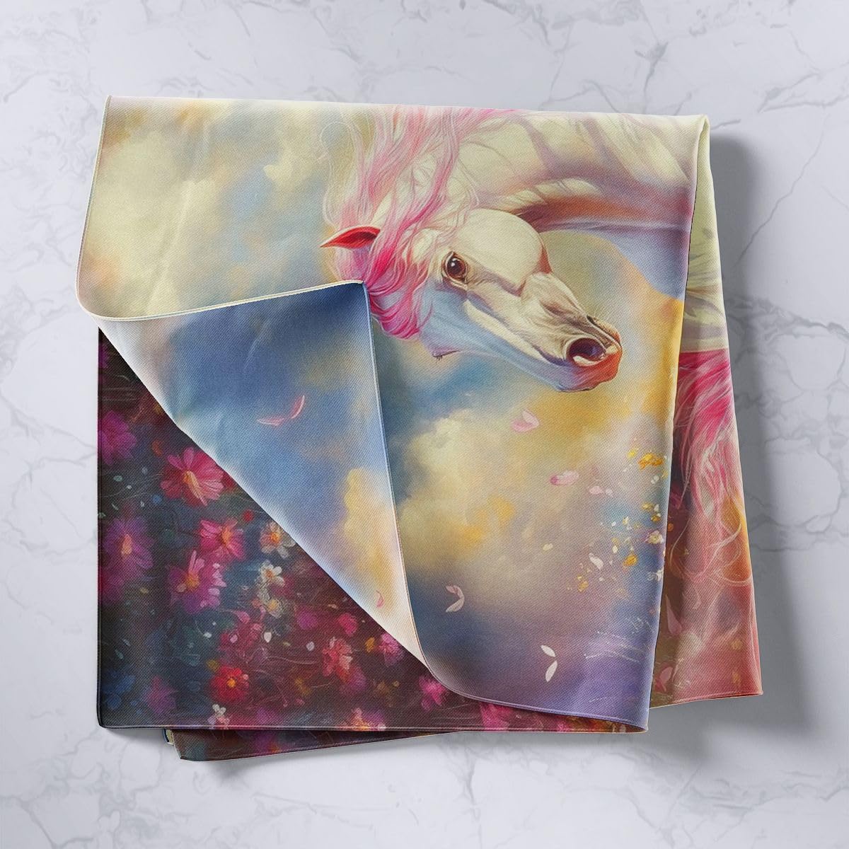 jejeloiu Horse Tapestry Colorful Flower Wall Art for Living Room Bedroom Rustic Farmhouse Wall Hanging Blanket Wild Animal Home Decor Medium 59"x59" image 2