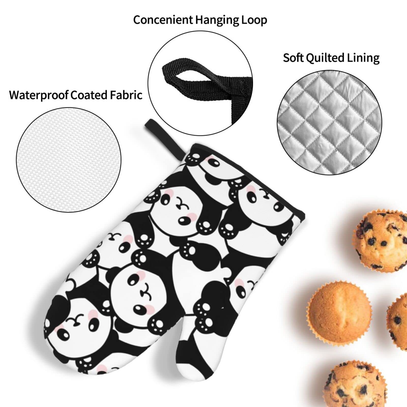 Juego de 4 manoplas para horno y soportes para ollas, guantes resistentes al calor para cocina, hornear, asar y barbacoa