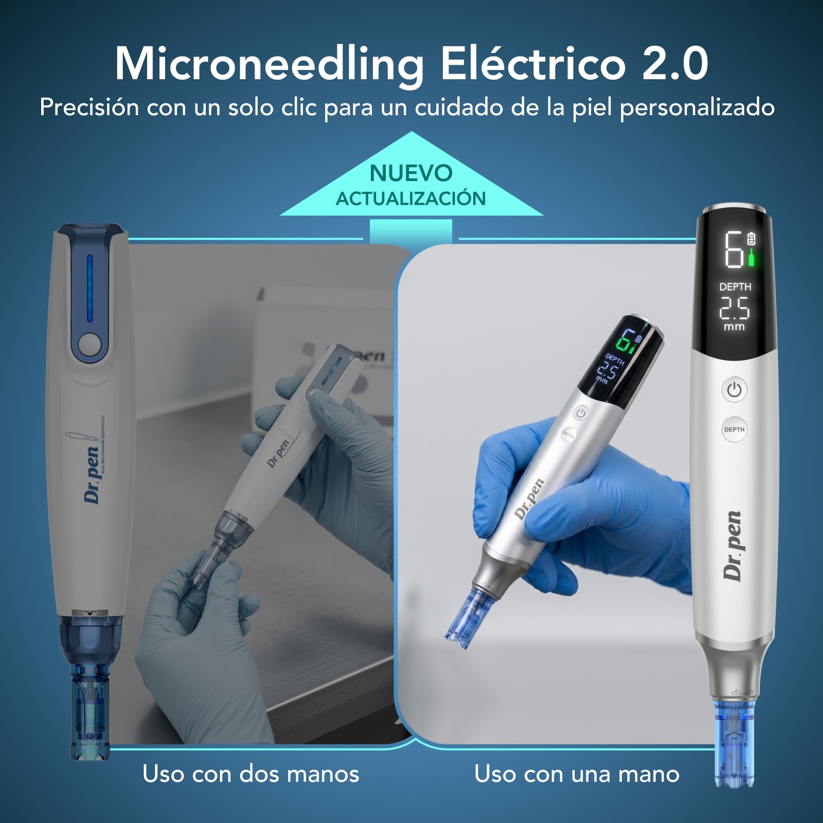 Dr.pen Ultima M9 Inalámbrico Microneedling Rostro y Cuero Cabelludo - Versión 2026: Ajuste con 1 Botón, Chip Inteligente Antifalsificación, Carga USB-C, para Casa o Salón, Gran Regalo para Mujeres
