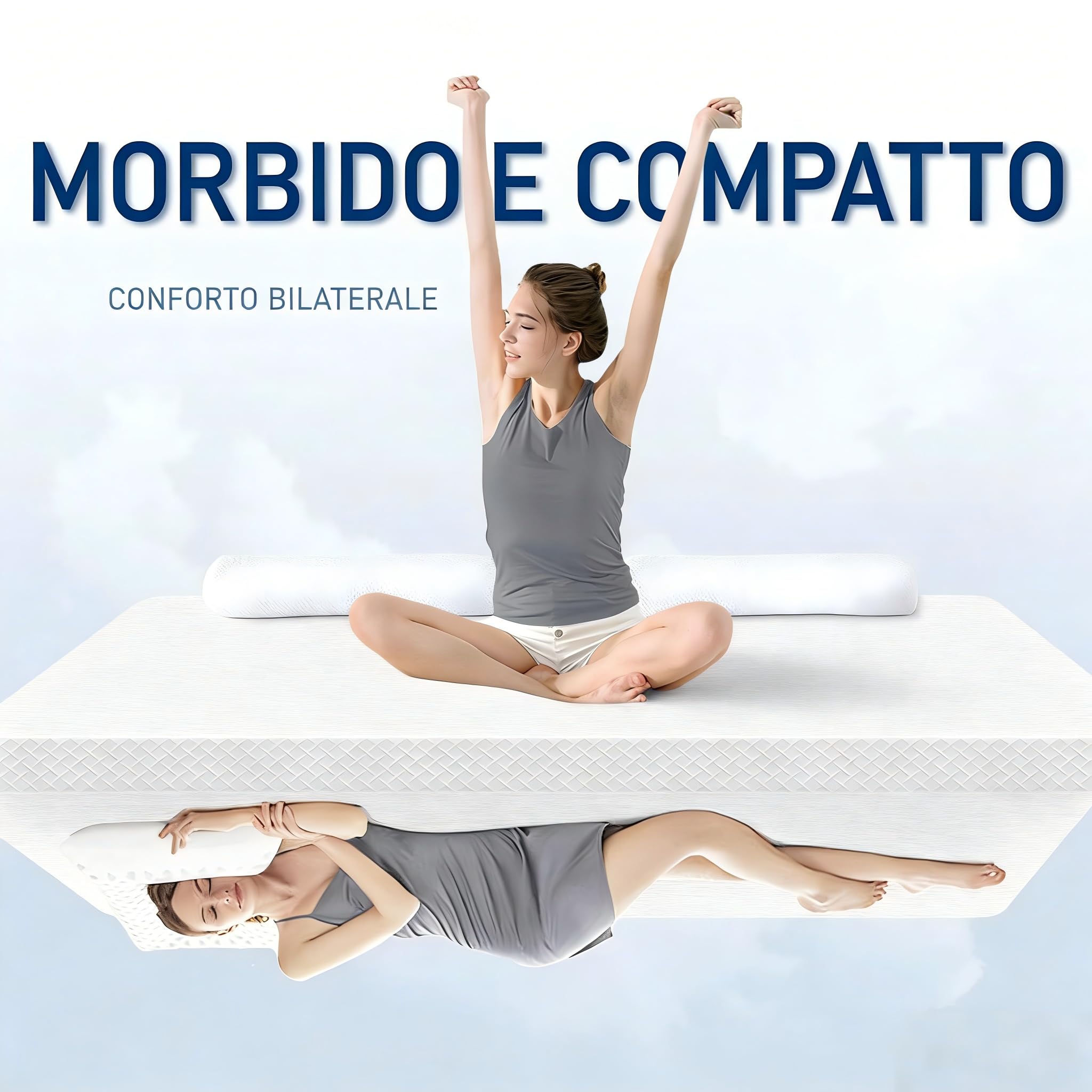 ROYGBIV Topper 90x200 cm, Topper per Materasso in Gel Memory Foam da 7 cm - Durezza H2/H3 Traspirante Antibatterico Antiacaro Ipoallergenico - Fodera Lavabile - Certificato Oeko-TEX