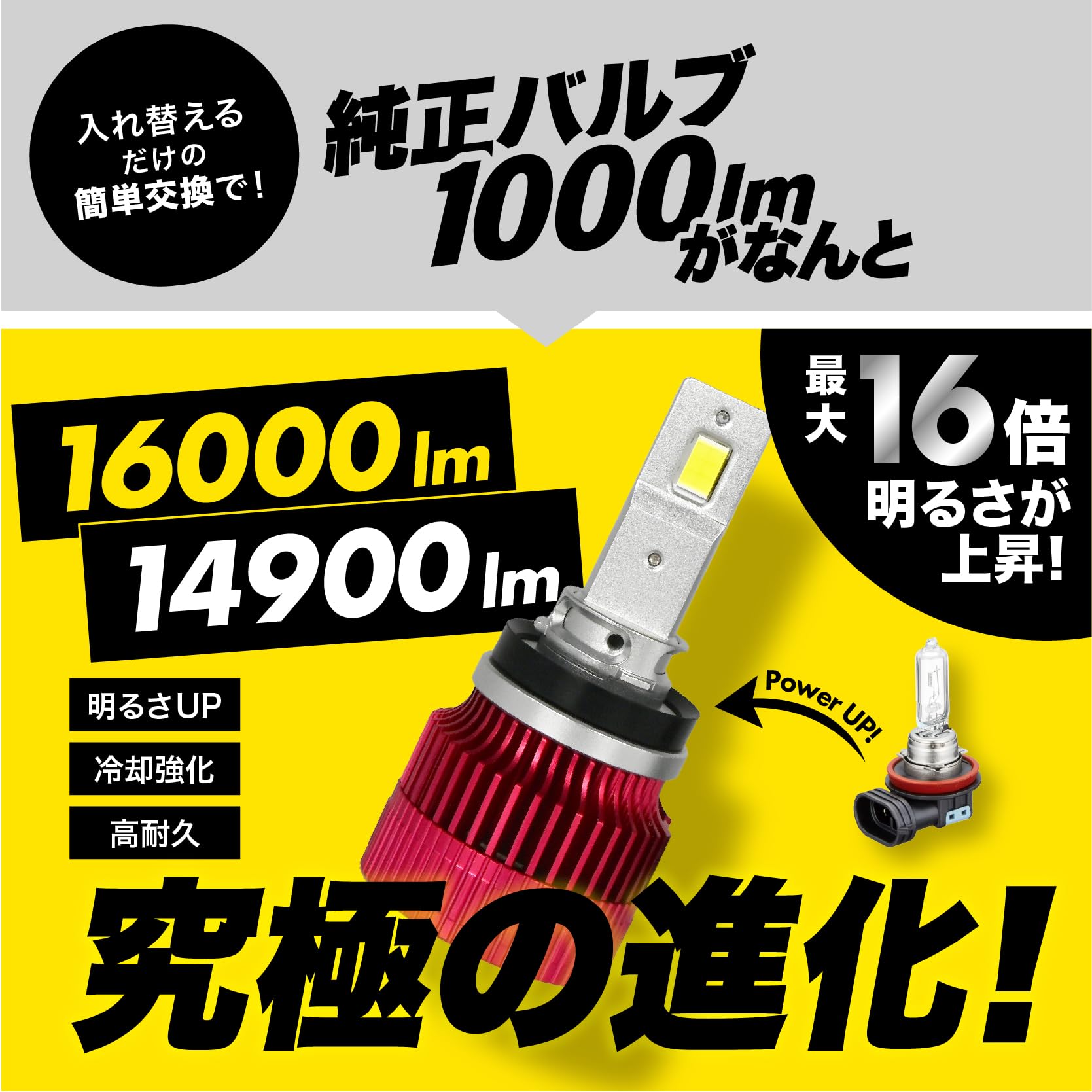 Amazon | VELENO LED フォグランプ PSX26w 16000lm イエロー 爆光 車検