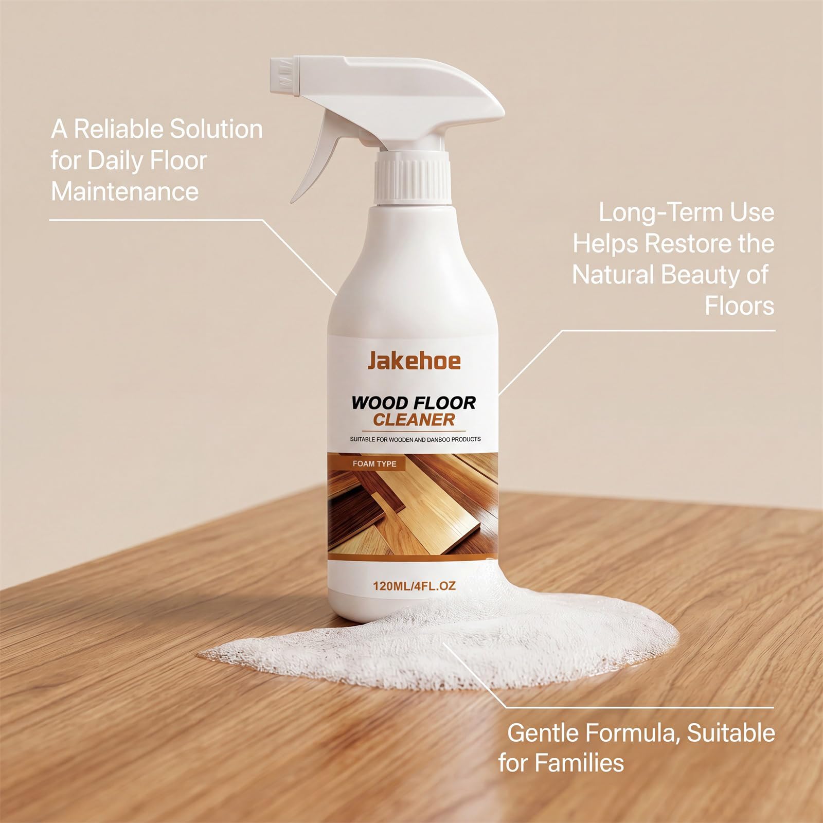 QuickDry Hartholzbodenreiniger, Bodenreinigungsflüssigkeit zum Wischen, Mehrzweck-Bodenreinigungsspray für Fliesen, Stein, Laminat, Vinyl, entfernt Schmutz- und Kratzspuren (5PCS)
