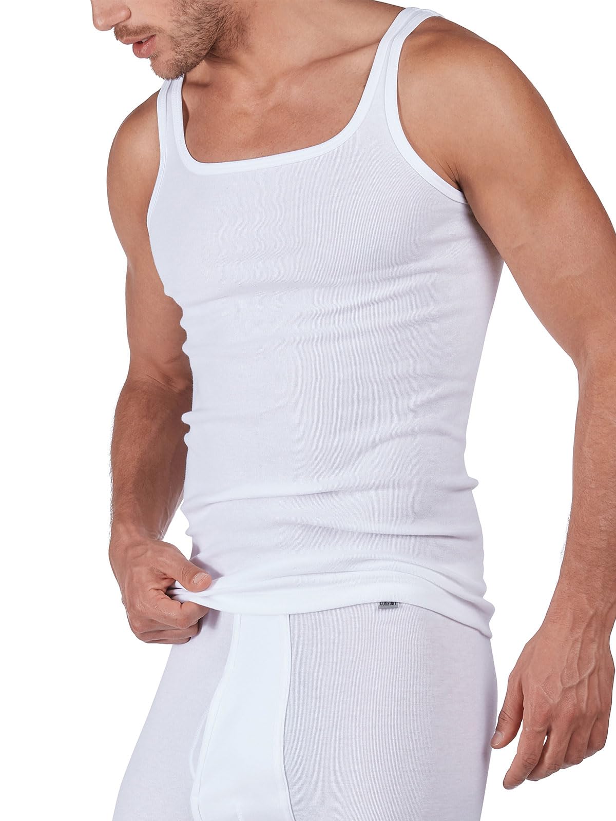 HUBER Men's Herren Achselshirt Undershirt, White (White 0500), L